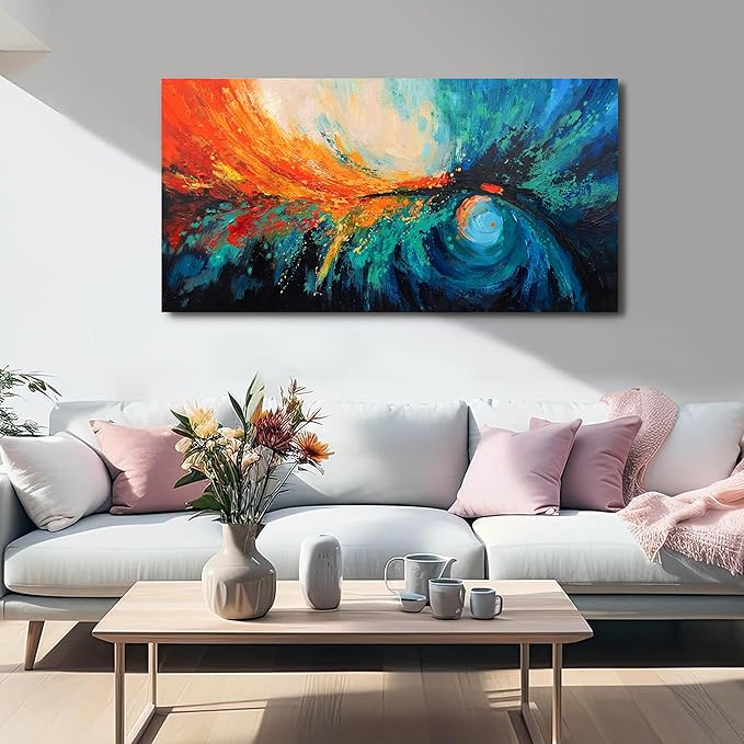 Canvas Wall Art Decor Wall Art Pictures For Living Room Blue Green Wall Art Decor Canvas Abstract Art Work Colorful Abstract Wall Art Paintings Prints For Bedroom Office Kitchen Wall Decor 20" x 40"-Ruum Studio Home