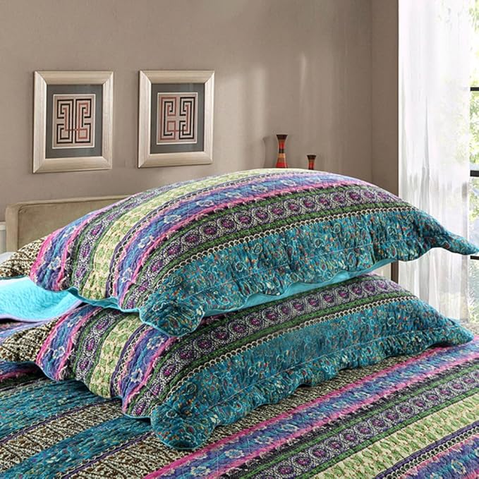 NEWLAKE Quilted Cotton Bed Pillowcases, Striped Jacquard Style, 2 Pieces, 20x27 Inch-Ruum Studio Home