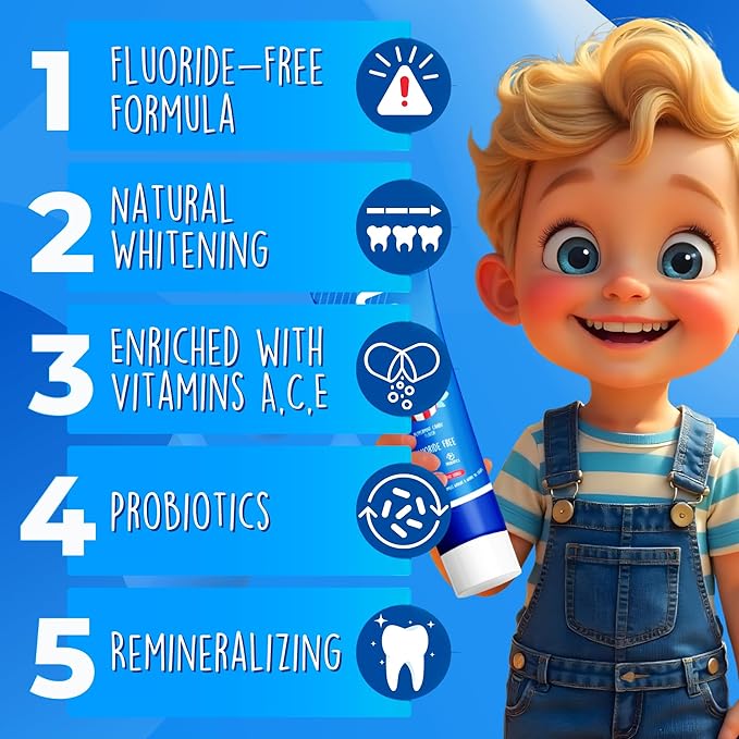 LOL Kid Toothpaste Fluoride Free, Nano Hydroxyapatite Toothpaste Kids, Probiotics & Xylitol Tooth Paste Kids | Remineralizing | Natural | Plant-Based Foam | Pasta De Dientes para Niños (Peppermint)-Ruum Studio Home