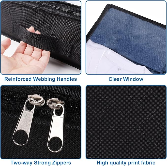 Fixwal 4 Pack Black Underbed Storage Bags with Clear Window and 2 Reinforced Handles Under Bed Storage Containers for Clothing, Bedding, Comforter-Ruum Studio Home