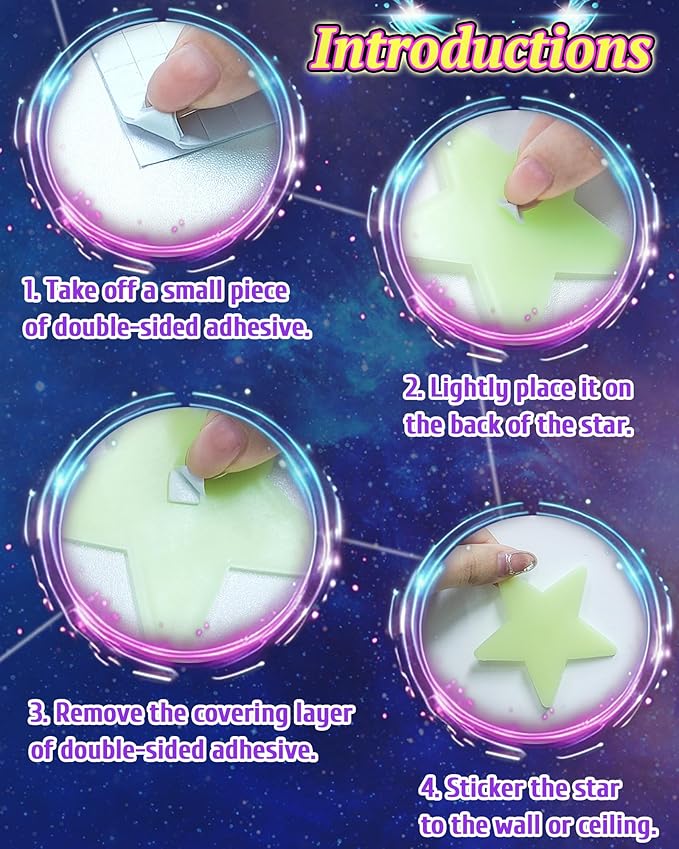 201 Pcs Glow in The Dark Stars Stickers for Ceiling, Multicolor Toddler Wall Room Decor Gifts, Luminous 3D Glowing Stars Stocking Stuffers for Kids Boys Girls-Ruum Studio Home