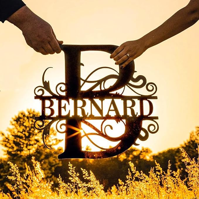 Custom Metal Last Name Monogram Sign – Personalized Wedding, Housewarming, or Outdoor Wall Decor-Ruum Studio Home