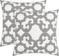 HWY 50 Grey Gray Decorative Throw Pillow Covers 18x18 Inch, Pack of 2 Embroidered Cotton Farmhouse Cushion Cover Pillow Case for Sofa Couch Living Room Bed Bedroon, Geometric Design-Ruum Studio Home