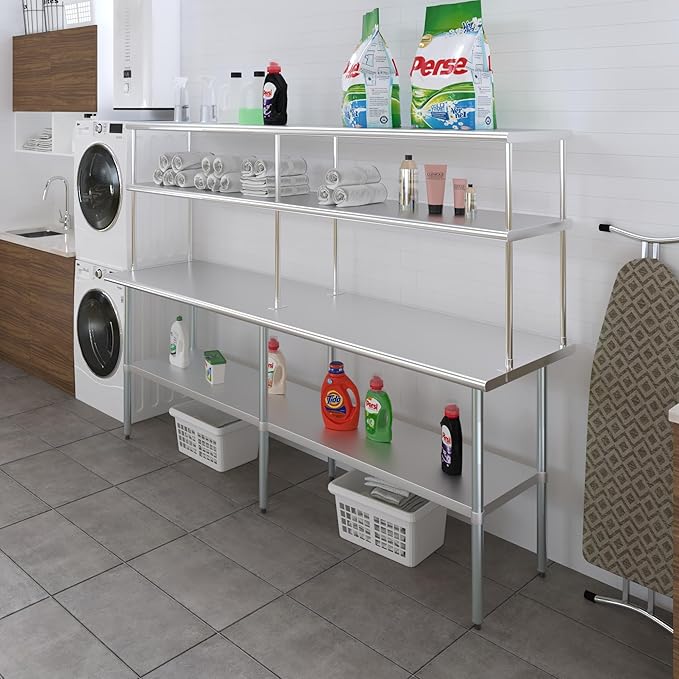 AmGood Double OverShelf Stainless Steel NSF - Many (96" Long x 18" Deep)-Ruum Studio Home