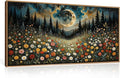HPINUB Wildflower Moon Pine Tree Framed Canvas Wall Art Set,Nature Forest Wall Decor,Mystical Starry Night Artwork Rustic Mountain Landscape Art Print for Living Room,Bedroom,Office-20 x40-Ruum Studio Home
