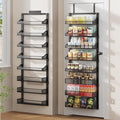 8-Tier Over the Door Pantry Organizer, Large Metal Door Spice Rack with Adjustable Basket, 2 in 1 Wall Mount or Hanging Heavy-Duty Pantry Door Storage Shelf for Kitchen and Bathroom, Black-Ruum Studio Home