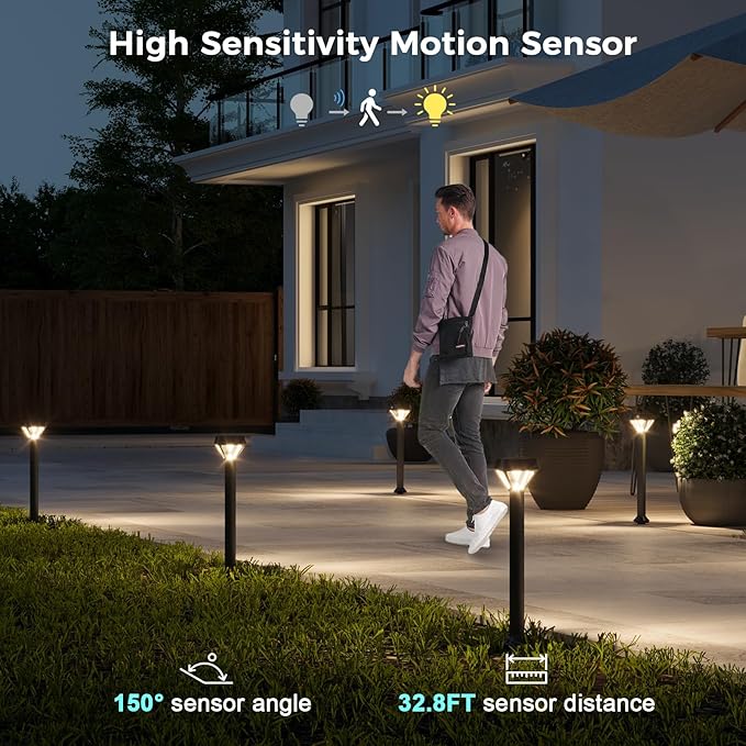 XMCOSY+ Smart Solar Lights Outdoor with Motion Sensor, 150LM APP Control RGBCW Color Changing Garden Lights Solar Powered for Yard Pathway Landscape, Waterproof, 2 Pack-Ruum Studio Home