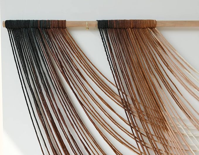 Flber Macrame Wall Hanging Dip Dye Brown Boho Wall Decor Yarn Tapestry Modern Living Room Bedroom Home Wall Decor 57" W x 35" L-Ruum Studio Home