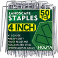 50 Pack Landscape Staples 4 Inch 12 Gauge Garden Stakes Galvanized Garden Staples Pins Anti-Rust Ground Stakes for Weed Barrier, Irrigation Tubing, Yard Lawn, Landscape Fabric-Ruum Studio Home