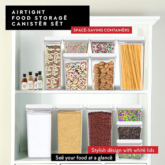 DWËLLZA KITCHEN Large Airtight Food Storage Containers - Clear Plastic Bulk Food Pantry & Kitchen Storage Containers for Flour, Sugar and Baking Supplies 4 Pcs. BPA-Free, Keeps Fresh & Dry (White)-Ruum Studio Home
