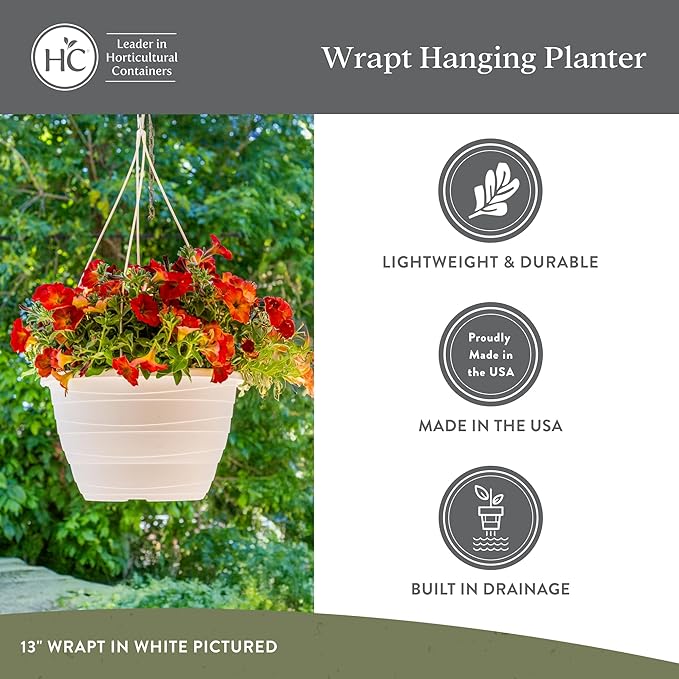 The HC Companies Wrapt Hanging Planters - Lightweight Plant Pot Hanger for Hanging Plants, Vegetables & Herbs - Outdoor & Indoor Hanging Basket for Plants (13" Pepperstone, Pack of 1)-Ruum Studio Home