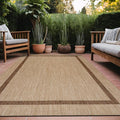 Bordered Outdoor Rug 10x14 Washable Outside Carpet for Indoor Patio Porch Waterproof Easy Cleaning Non Shedding Area Rugs Jute Beige - Nut Brown 10 x 14-Ruum Studio Home