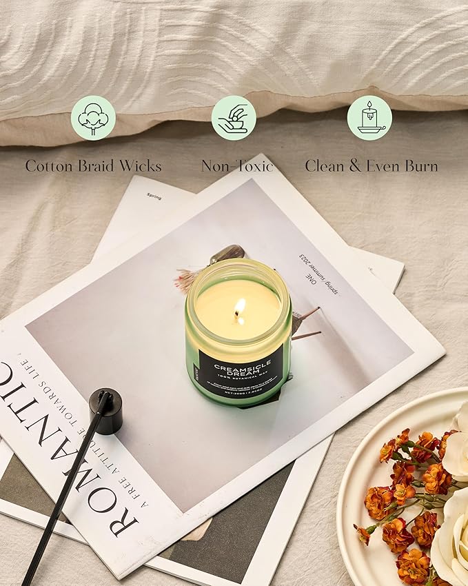 M&SENSE Orange Creamsicle Scented Candle, 7.05oz 50 Hours Slow Burning Non Toxic Natural Soy Wax 2 Wick Candle for Home Scented, Long Lasting Home Fragrance Gifts for Housewarming & Anniversry-Ruum Studio Home
