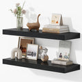 Dreamland 32 Inches Floating Shelves for Wall, 9.3" Deep Long Floating Shelves Set of 2, Large Display & Storage Shelf, Wall Shelf for Bathroom Bedroom Living Room Kitchen Office, Black-Ruum Studio Home