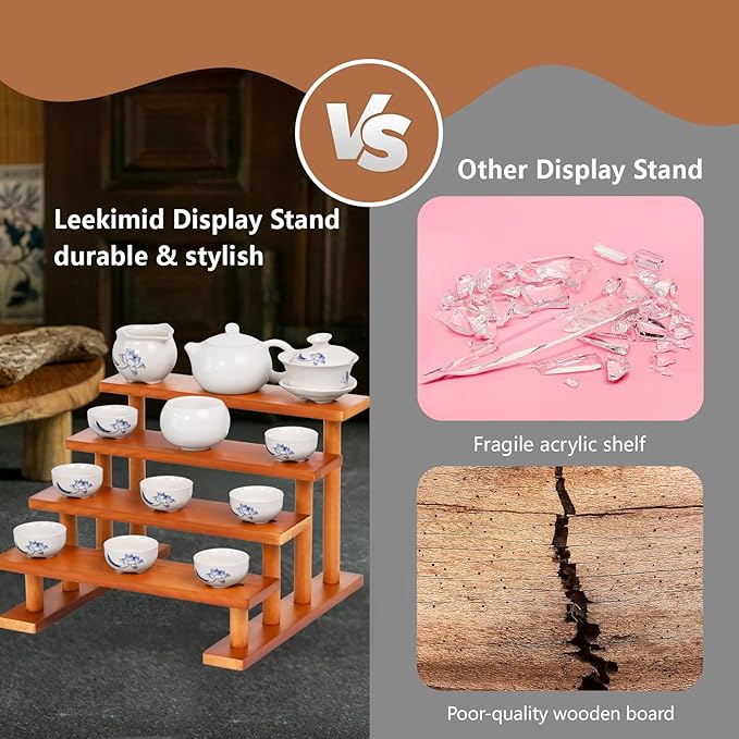 4 Tier Wooden Display Riser Stand Perfume Organizer, Dessert Table Display Set, Solid Wood Food Display Stands for Party, Bamboo Rustic Solid Wood Shelf for Cupcakes, Perfume, Cologne, Spiece-Ruum Studio Home