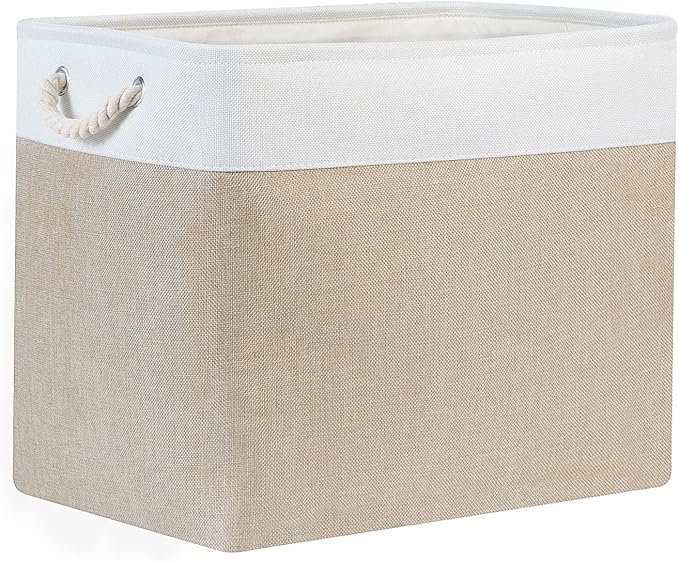 Bidtakay Storage Baskets for Shelves 17x12x15 in Beige Clothes Bins Storage for Closet Set of 2 Large Organization Baskets for Bedroom Blankets Dog Toy Basket Nursery Baby Baskets with Handles-Ruum Studio Home