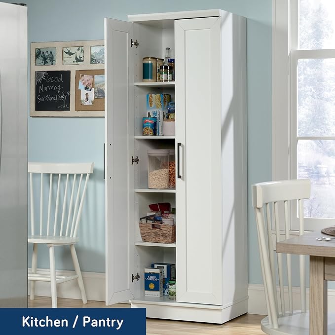 Sauder HomePlus Storage Cabinet/ Pantry cabinets, Soft White finish-Ruum Studio Home