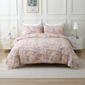 ABREEZE Paisley Bedding Sets 3Pcs Brushed Cotton Duvet Cover Set Queen Size Rustic Damask Gold Floral Comforter Cover with Zipper Closure Boho Bedding Collections-Ruum Studio Home