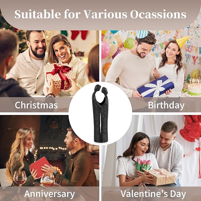 Sziqiqi 6th Anniversary Wedding Gift: Iron Gifts for 6th Anniversary for Couple - Romantic Couple Statue Metal Love Sculpture Black Abstract Figurines for Home Decor Women Her Wife Girlfriend Him Men-Ruum Studio Home