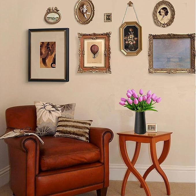 Mandy's Artificial Tulips 20 Stems Lavender PU Faux Flowers for Wedding Home Decor 13.5 Inch-Ruum Studio Home