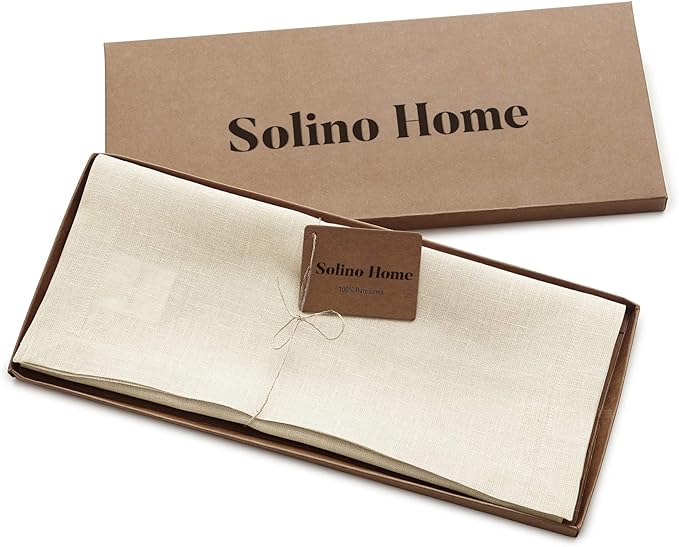 Solino Home Linen Ivory Table Runner 36 Inches - 100% Pure Linen Small Table Runner 14 x 36 Inch Ideal for Dresser and Coffee Tables - Fall, Autumn, Thanksgiving - Fete-Ruum Studio Home