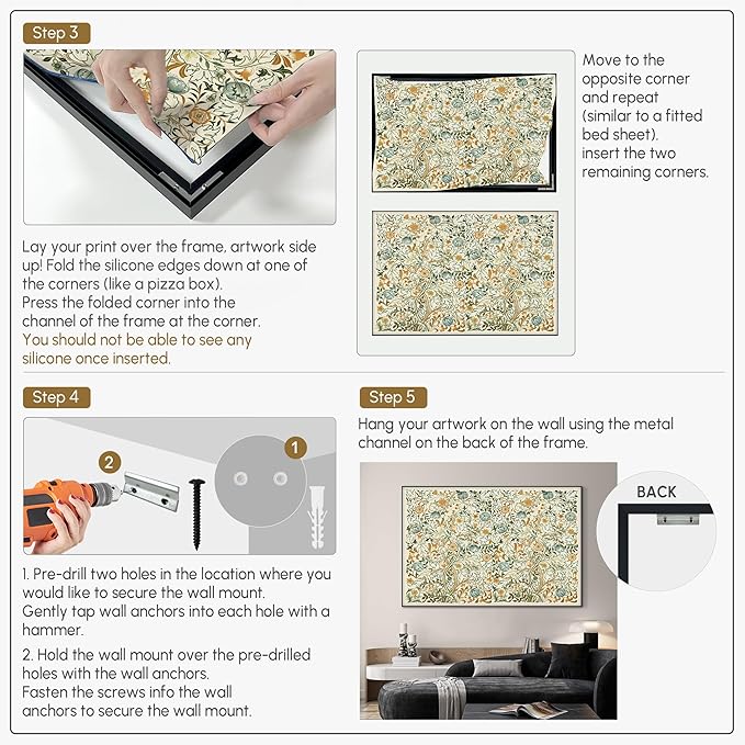 SIGNWIN 46"x72" Extra Large Framed Wall Art Vintage Botanical Floral with Golden and Teal Leaves, Elegant Nature Illustration for Home Living Room Bedroom Decor (Frame Assembly Required)-Ruum Studio Home