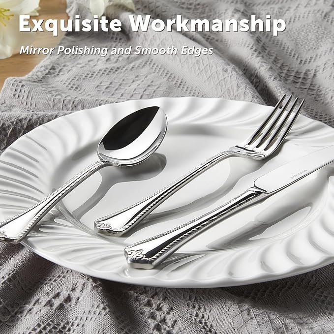 KINGSTONE Silverware Set, 60-piece 18/10 Stainless Steel Flatware Set Cutlery Set for 12, for Kitchen, Home, Wedding, Party, Mirror Polished and Dishwasher Safe, Featured Gifts-Ruum Studio Home