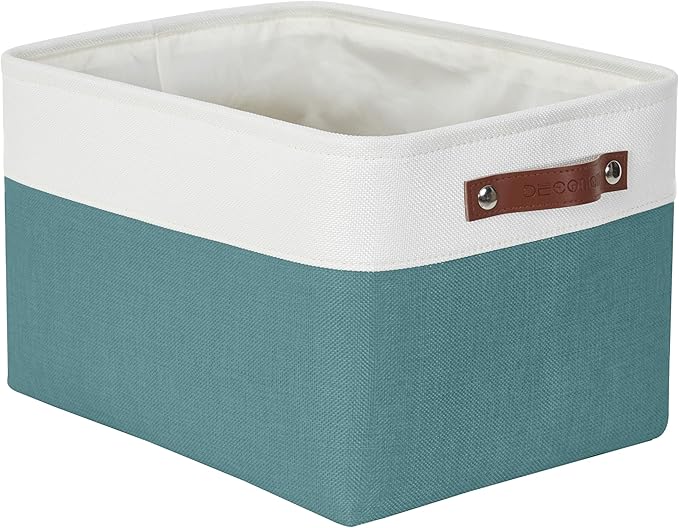 DECOMOMO Small Storage Basket, Closet Storage Bins, Baskets for Organizing Shelves (Teal & White, Small - 6 Pack)-Ruum Studio Home