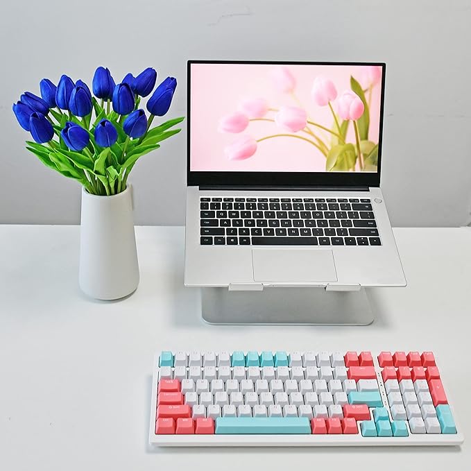 Mandy's Artificial Tulips 20 Stems Royal Blue PU Faux Flowers for Wedding Home Decor 13.5 Inch-Ruum Studio Home