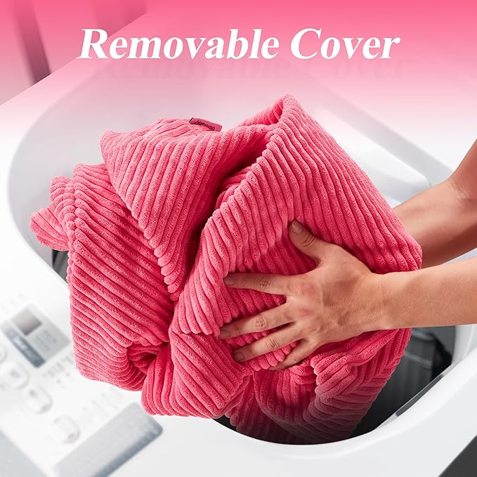 3.5FT Bean Bag Chairs Teardrop Bean Bag Chair for Adults Beanbag Chair with Memory Foam Filled Machine Washable Cover for Living Room, Bedroom (Large,Pink)-Ruum Studio Home