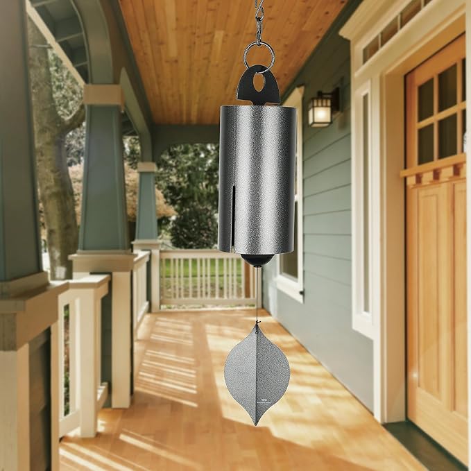 Woodstock Chimes Heroic Windbell Wind Chime for Outside 40" Large Silver,Deep Tone Sound, Outdoor Decor for Patio, Porch, Garden HWLAS-Ruum Studio Home