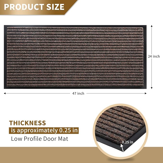 Yimobra Front Door Mat Outdoor Indoor Entrance, 100% Waterproof All-Season All Weather Doormat, Welcome Matt Outside Entry, Non Slip, Low Profile, Heavy Duty Patio Porch Floor Mats,47 x 24-Ruum Studio Home