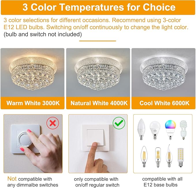 7-Light Crystal Flush Mount Chandelier Ceiling Light Fixture for Living Room Dining Room Bedroom Foyer Entryway Hallway Closet Bathroom (Chrome D18)-Ruum Studio Home