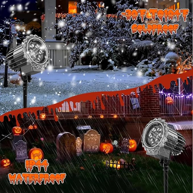 Halloween Projector Lights Outdoor,2025 Upgraded 3D HD Dynamic Skull Ghost Decorations Light,Waterproof Holiday Light,Terror Atmosphere Maker Night Light for Home Window Wall Halloween Decor-Ruum Studio Home