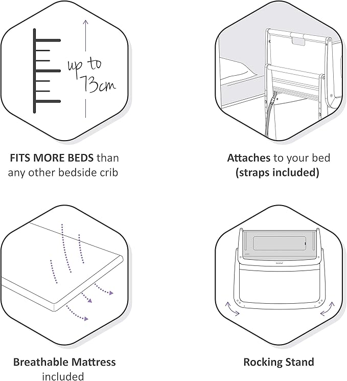 SnuzPod 4 Rocking Baby Bassinet Bedside Sleeper - Lightweight, Portable Bedside Bassinet, Lift Off Crib, Zip Down Wall, 3D Breathable Mattress, 6 Height Settings and Comfort Incline Mode, Natural-Ruum Studio Home