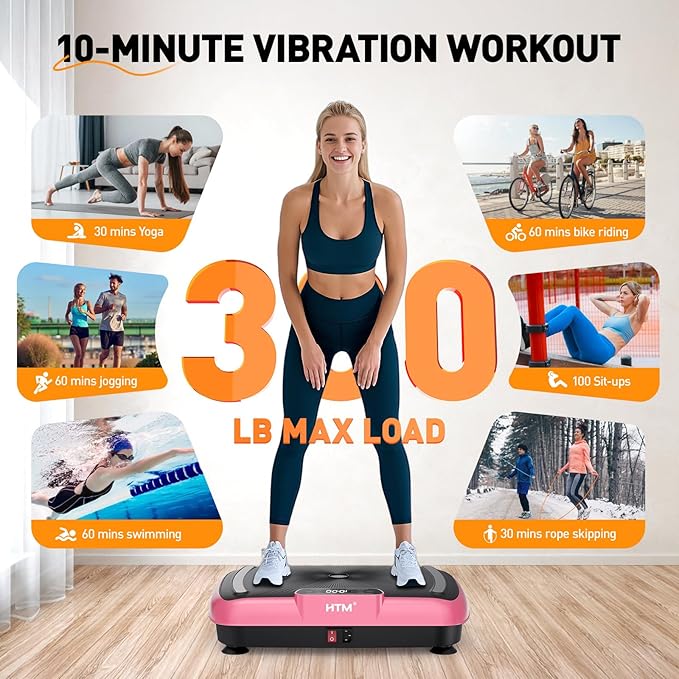 Vibration Plate Exercise Machine - 180 Speeds & 300 lb Capacity, Full Body Workout Vibration Platform with Remote Control for Lymphatic Drainage, Weight Loss & Toning-Ruum Studio Home