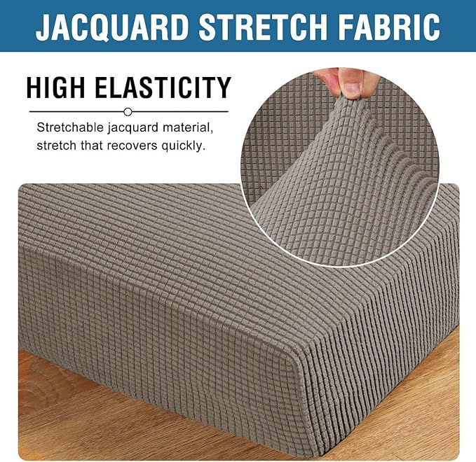 H.VERSAILTEX Super Stretch Individual Chaise Cover Sectional Couch Covers for L Shaped Sofa Both Left/Right Featuring Thick Jacquard Textured Twill Fabric (1 Piece Chaise Cover, Taupe)-Ruum Studio Home