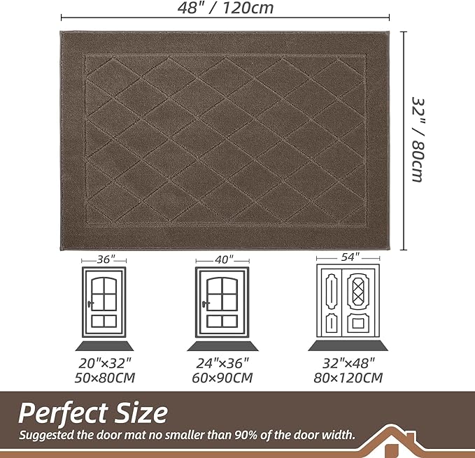 BEQHAUSE Dirt Trapper Door Mat 32" x 48", Doormat Non-Slip Entryway Rugs Washable, Dog Door Mat Stain Resistant and Absorbent Welcome Floor Mat for Front Back Door, Muddy Wet Shoes & Paws, Light Brown-Ruum Studio Home