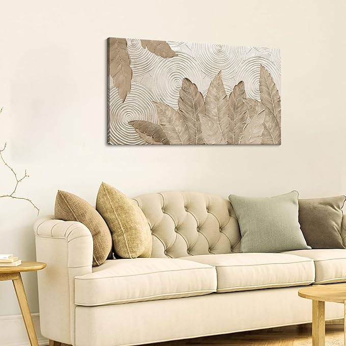 Minimalist & Modern Art for Bedroom Decor Framed Abstract Artwork for Walls Neutral & Contemporary Beige Wall art - Artwork for Living Room and Boho Style Large Abstract Wall Art 20×40IN-Ruum Studio Home
