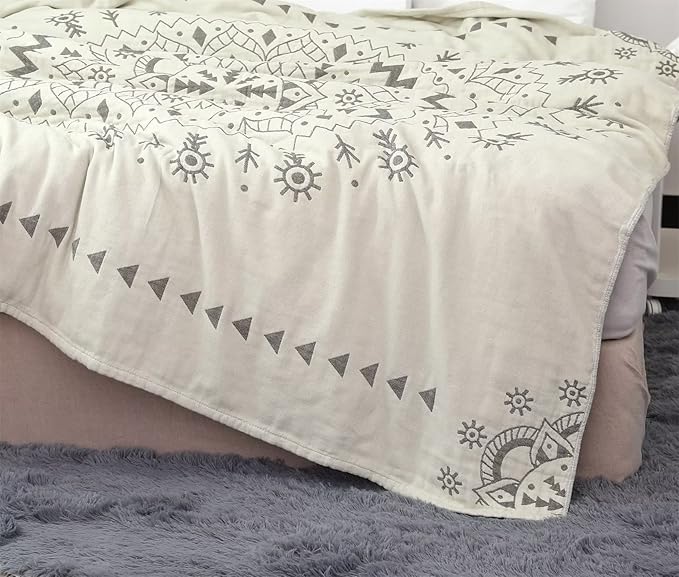 MSGKV Woven Boho Throw Blanket for Couch 100% Cotton Blankets,Versatile KnitWoven Blanket, Super Soft Warm & Decorative Blanket for Chair Bed Sofa and Living Room, 60''Wx 80''L-Ruum Studio Home