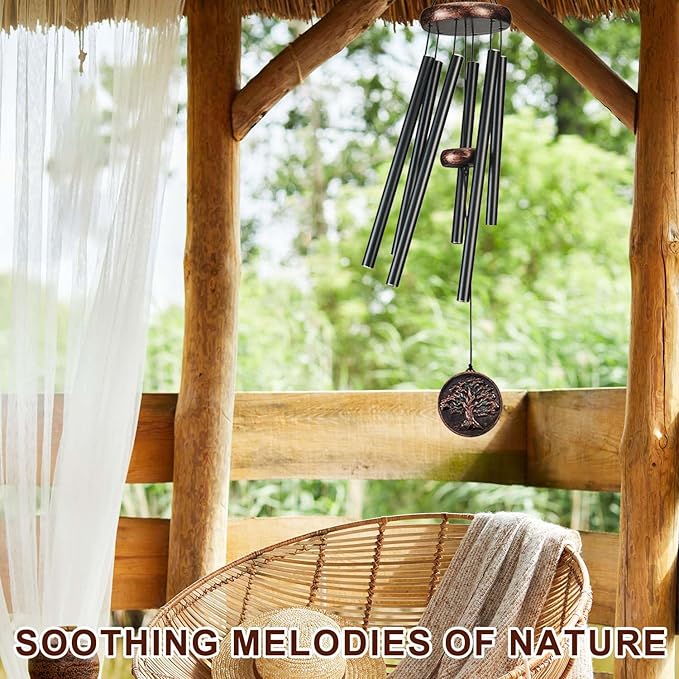 Wind Chimes for Outside, Tree of Life Deep Tone Vintage Wind Chime Outdoor Clearance, Sympathy/Memorial/Festivals/Birthday Gift for Mom Dad Grandma, Home Garden Patio Decor (32" Tree of Life)-Ruum Studio Home