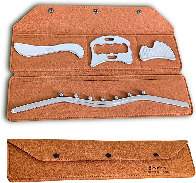BYYDDIY Muscle Scraper Stick Set with Steel Balls for Lymphatic Drainage, Gua Sha Scraping Massage Tool, Release Myofascial Trigger Points for Physical Therapy (Mz-SBD2)-Ruum Studio Home