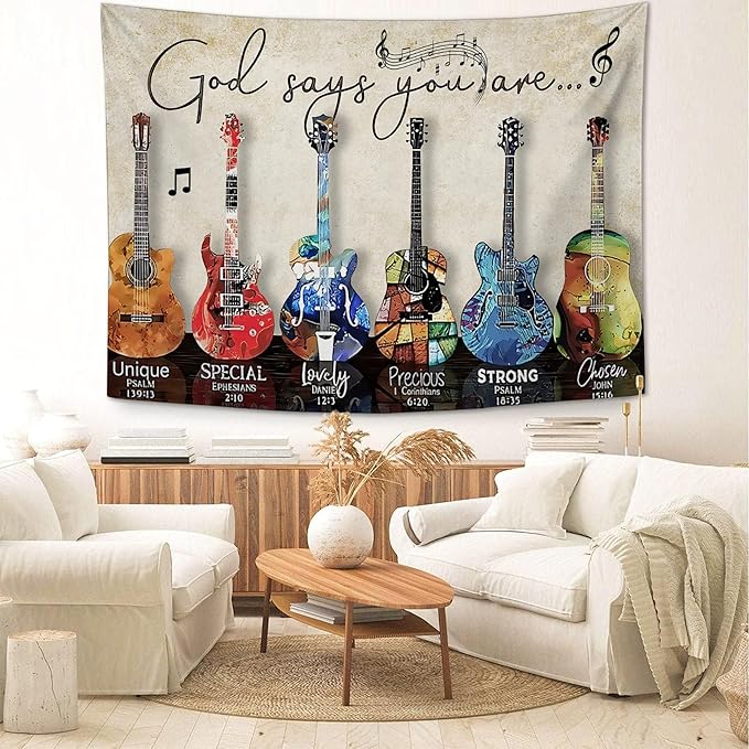 yowecso Musical Guitar Tapestry Rock Guitar Tapestry Wall Hanging for Bedroom Cool Rock Music Tapestries Aesthetic Wall Decor for Home Dorm Living Room 50"x60"-Ruum Studio Home