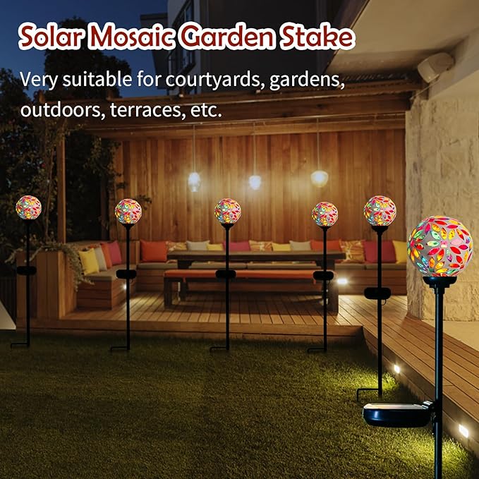 Afirst Solar Lights Outdoor Decorative - Solar Mosaic Garden Stakes Flower Decorative Lights Waterproof for Pathway Yard Lawn Decoration Multi-Ruum Studio Home