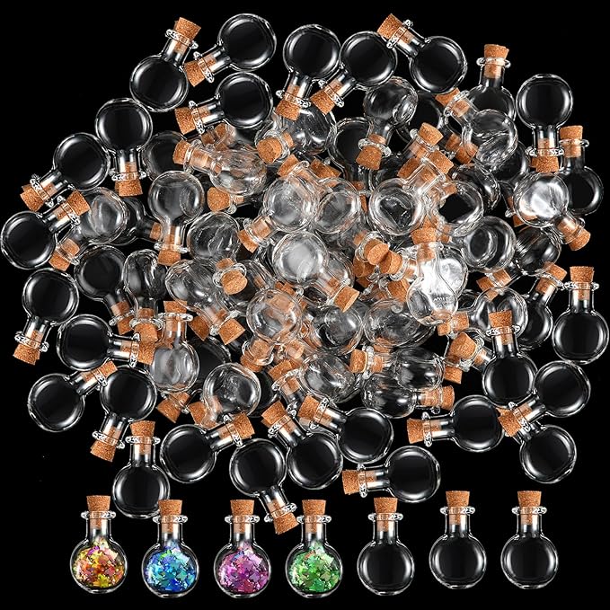Zhehao 100 Pcs 2 ml Mini Glass Bottles Jars with Cork Stoppers Small Wishing Bottle Tiny Jars with Cork Mini Potion Bottles Clear Drifting Bottle for Wedding Birthday Party DIY Crafts Supplies-Ruum Studio Home