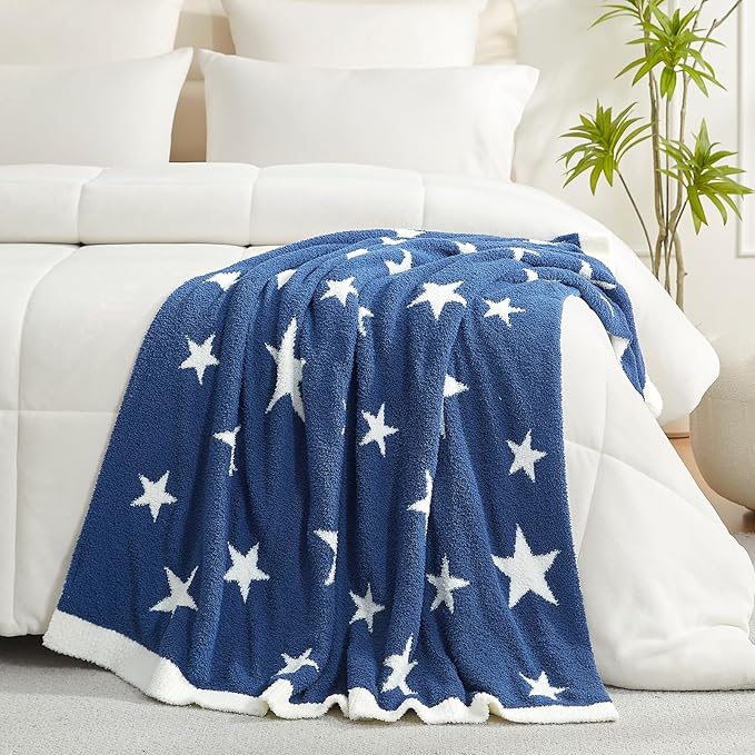 Snuggle Sac American Star Patriotic Throw Blanket Blue, July 4th Blanket Ultra Soft Cozy Throw Blanket for Couch,Sofa, Bed, Living Room, Blue,50x60 inches-Ruum Studio Home