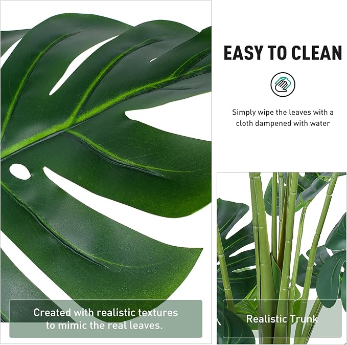 Artificial Monstera Plant 5ft, Realistic Fake Plants with Silk Leaves & Texture Trunk, Artificial Plants for Home Office Decor Indoor Outdoor Housewarming Gift-Ruum Studio Home