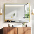 36x48inch Bathroom Mirror, Gold Rectangle Mirror with Thin Metal Frame, Large Rectangular Wall Mirrors for Bathroom, Living Room, Hair Salon, Big Farmhouse Mirror Hang Horizontal/Vertical-Ruum Studio Home