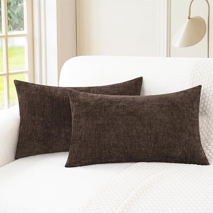 CaliTime Throw Pillow Covers Decorative 16 X 26 Inches Pack of 2 Cozy Chenille Cushion Cases for Couch Sofa Bed Living Room Home Coffee-Ruum Studio Home