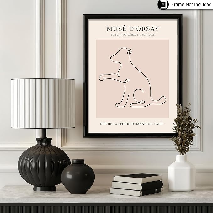 Poster Master Vintage Poster - Retro One Line Dog Drawing Print - Dog Art - Minimal Gift for Men, Women, Animal Lover - Abstract Wall Decor for Home, Office, Bedroom - 16x20 UNFRAMED Wall Art-Ruum Studio Home